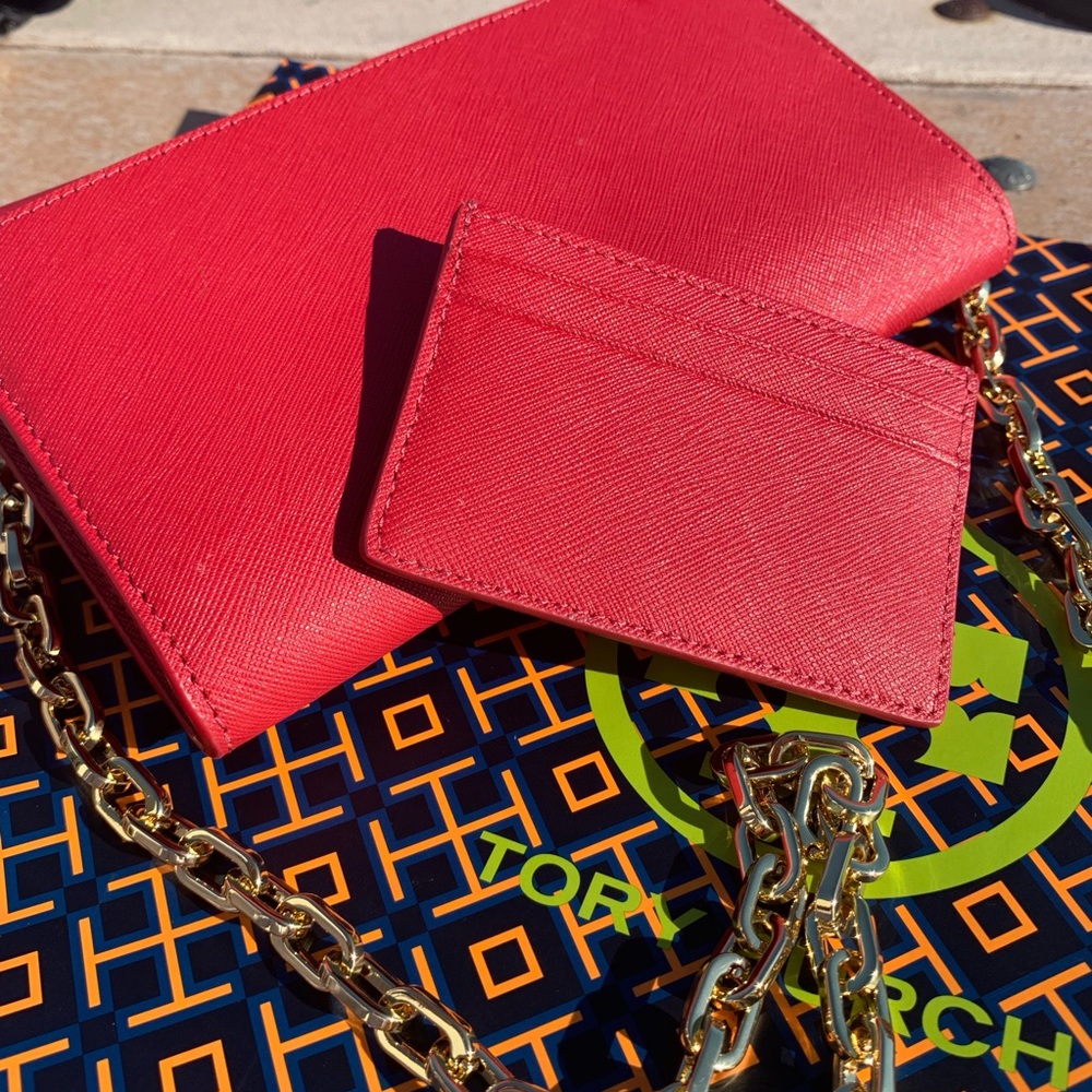 ❤️Tory Burch Emerson Chain Leather Wallet Set❤️ - Picture 5 of 8